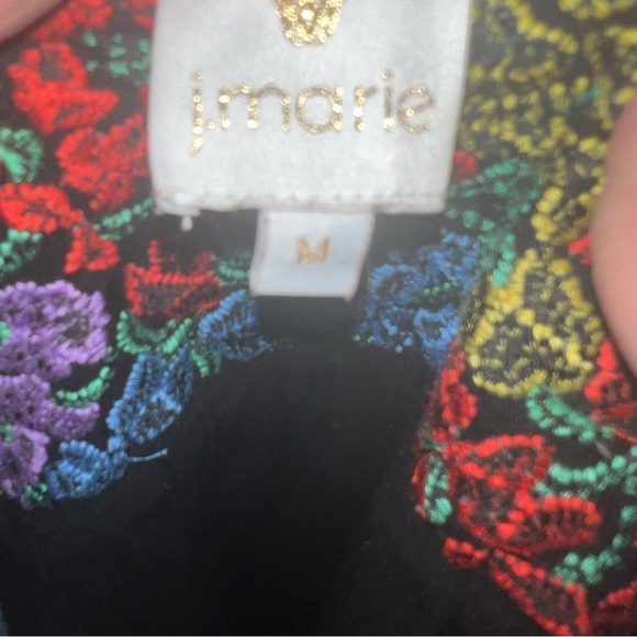 J. Marie | Mexican señorita black floral dress, sz medium - Picture 5 of 8